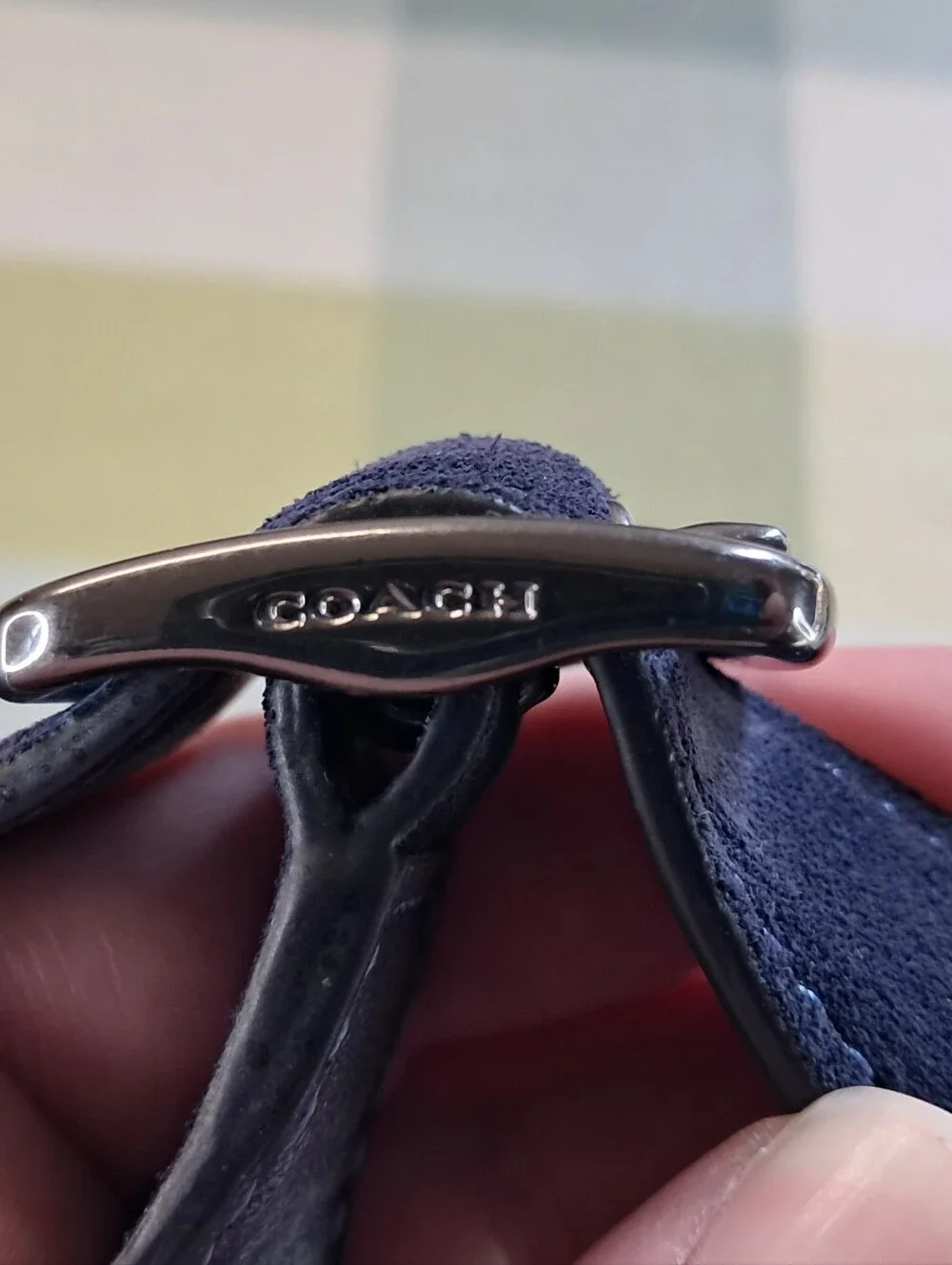 Coach CW004 Hadley Convertible Crossbody Bag Navy Blue Suede Leather
